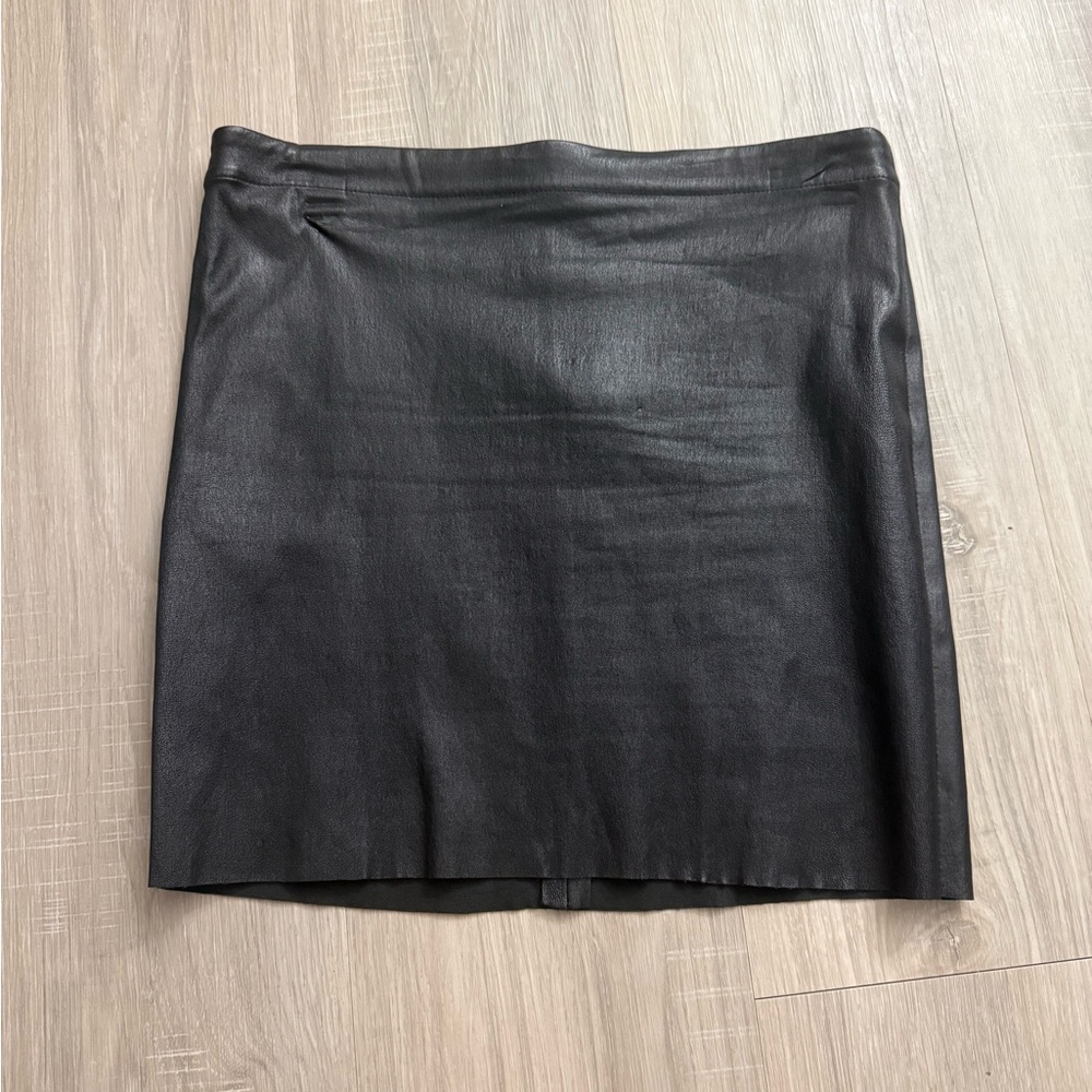 Alice + Olivia black leather skirt